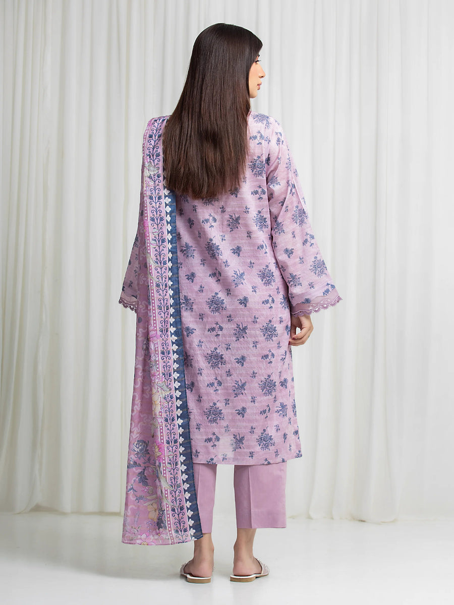 edenrobe Merak Printed Zari Lawn Unstitched 3Pc Suit EWU6M6-067