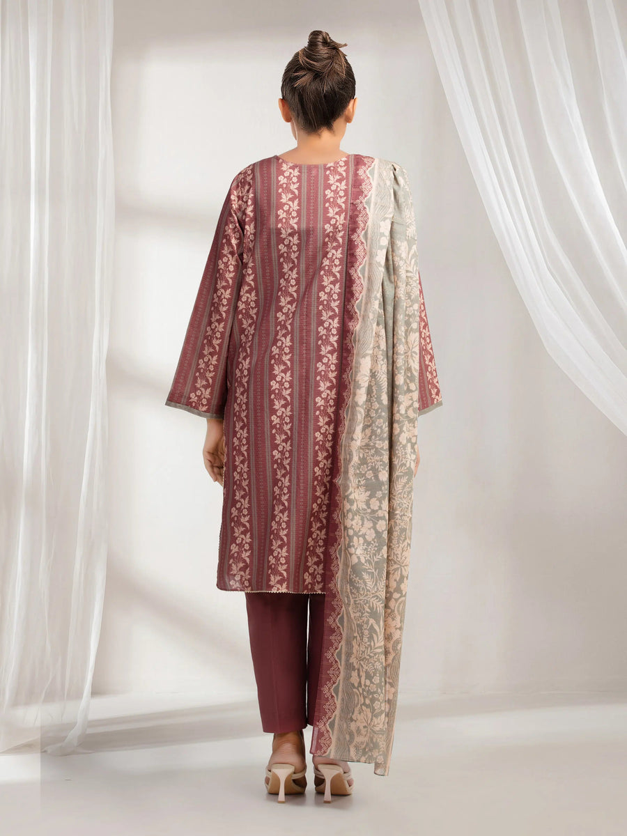 edenrobe Merak Printed Zari Lawn Unstitched 3Pc Suit EWU6M6-068