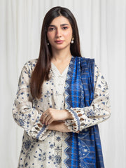 edenrobe Merak Printed Zari Lawn Unstitched 3Pc Suit EWU6M6-069