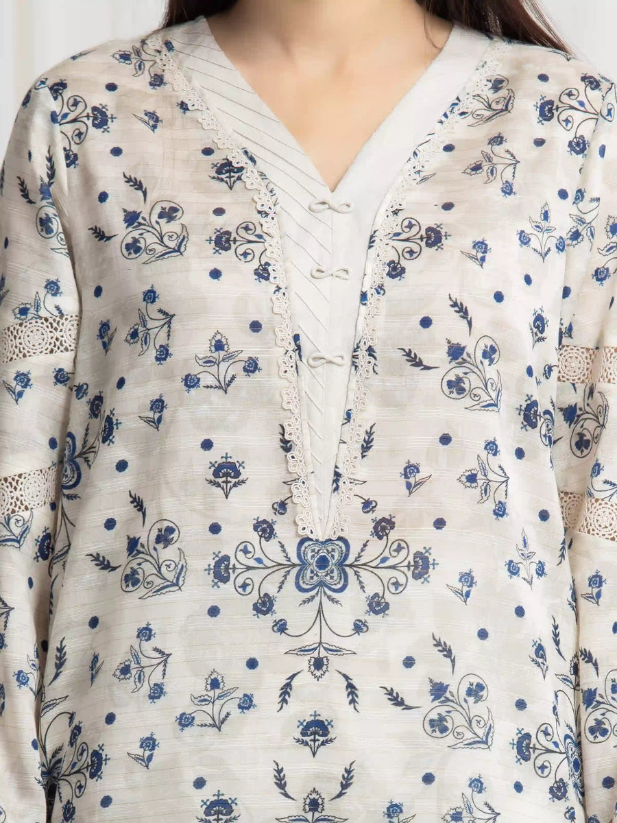 edenrobe Merak Printed Zari Lawn Unstitched 3Pc Suit EWU6M6-069
