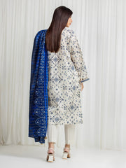 edenrobe Merak Printed Zari Lawn Unstitched 3Pc Suit EWU6M6-069