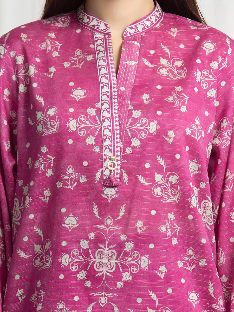 edenrobe Merak Printed Zari Lawn Unstitched 3Pc Suit EWU6M6-070