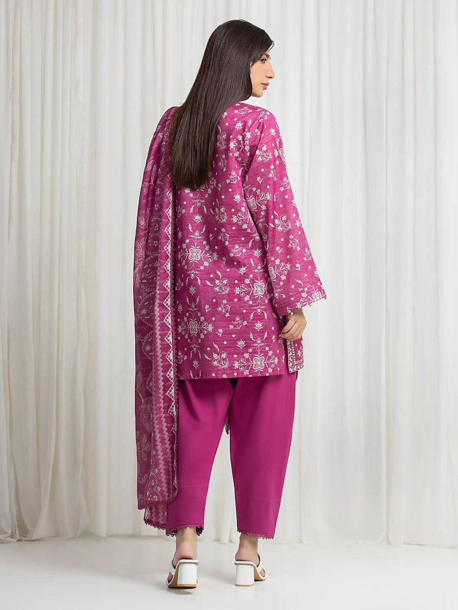 edenrobe Merak Printed Zari Lawn Unstitched 3Pc Suit EWU6M6-070