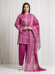 edenrobe Merak Printed Zari Lawn Unstitched 3Pc Suit EWU6M6-070