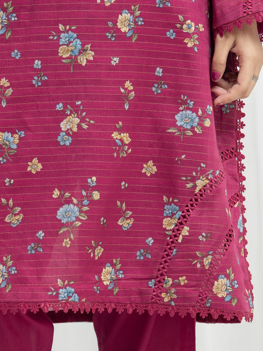 edenrobe Merak Printed Zari Lawn Unstitched 3Pc Suit EWU6M6-071