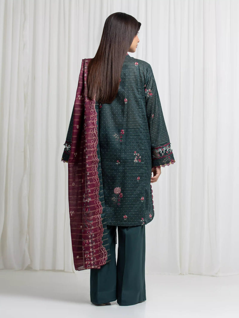 edenrobe Merak Printed Zari Lawn Unstitched 3Pc Suit EWU6M6-072
