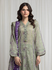 edenrobe Merak Printed Zari Lawn Unstitched 3Pc Suit EWU6M6-074