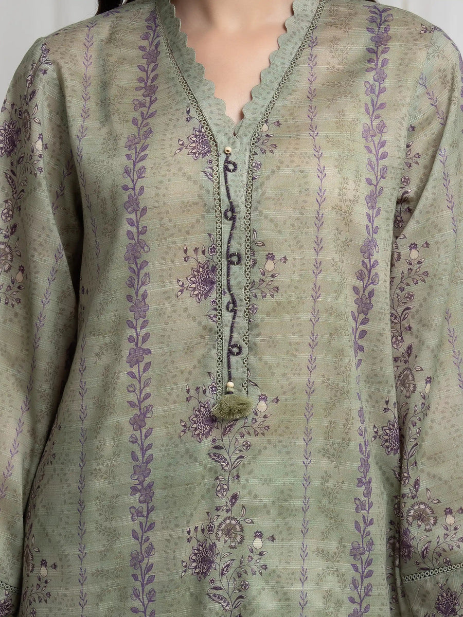 edenrobe Merak Printed Zari Lawn Unstitched 3Pc Suit EWU6M6-074