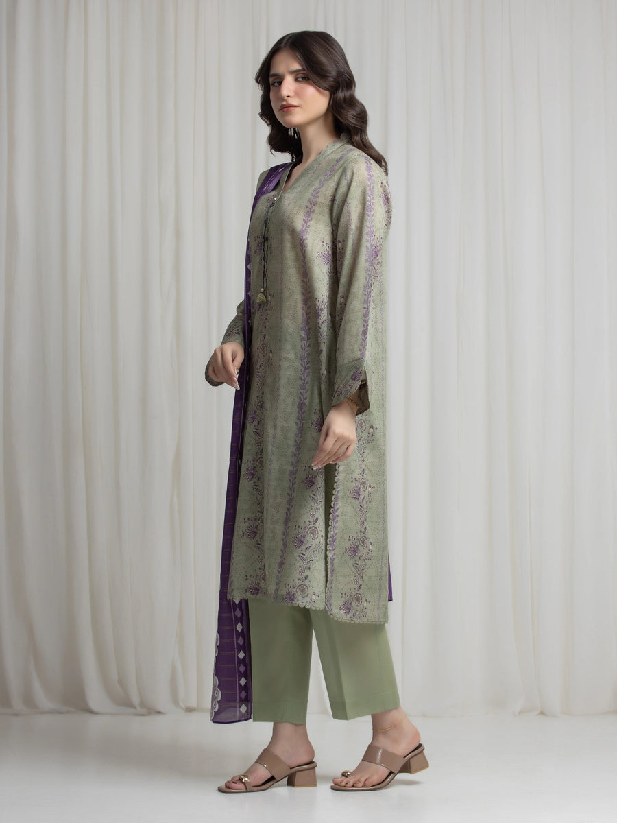 edenrobe Merak Printed Zari Lawn Unstitched 3Pc Suit EWU6M6-074