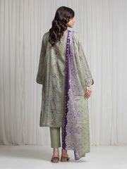 edenrobe Merak Printed Zari Lawn Unstitched 3Pc Suit EWU6M6-074