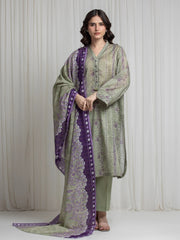 edenrobe Merak Printed Zari Lawn Unstitched 3Pc Suit EWU6M6-074