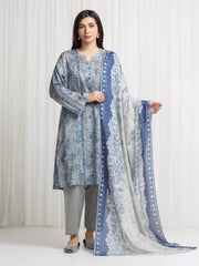 edenrobe Merak Printed Zari Lawn Unstitched 3Pc Suit EWU6M6-075