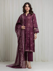 edenrobe Merak Printed Zari Lawn Unstitched 3Pc Suit EWU6M6-076