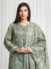 edenrobe Merak Printed Zari Lawn Unstitched 3Pc Suit EWU6M6-077