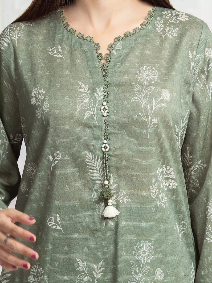 edenrobe Merak Printed Zari Lawn Unstitched 3Pc Suit EWU6M6-077