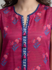 edenrobe Merak Printed Zari Lawn Unstitched 3Pc Suit EWU6M6-078
