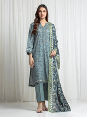edenrobe Merak Printed Zari Lawn Unstitched 3Pc Suit EWU6M6-079