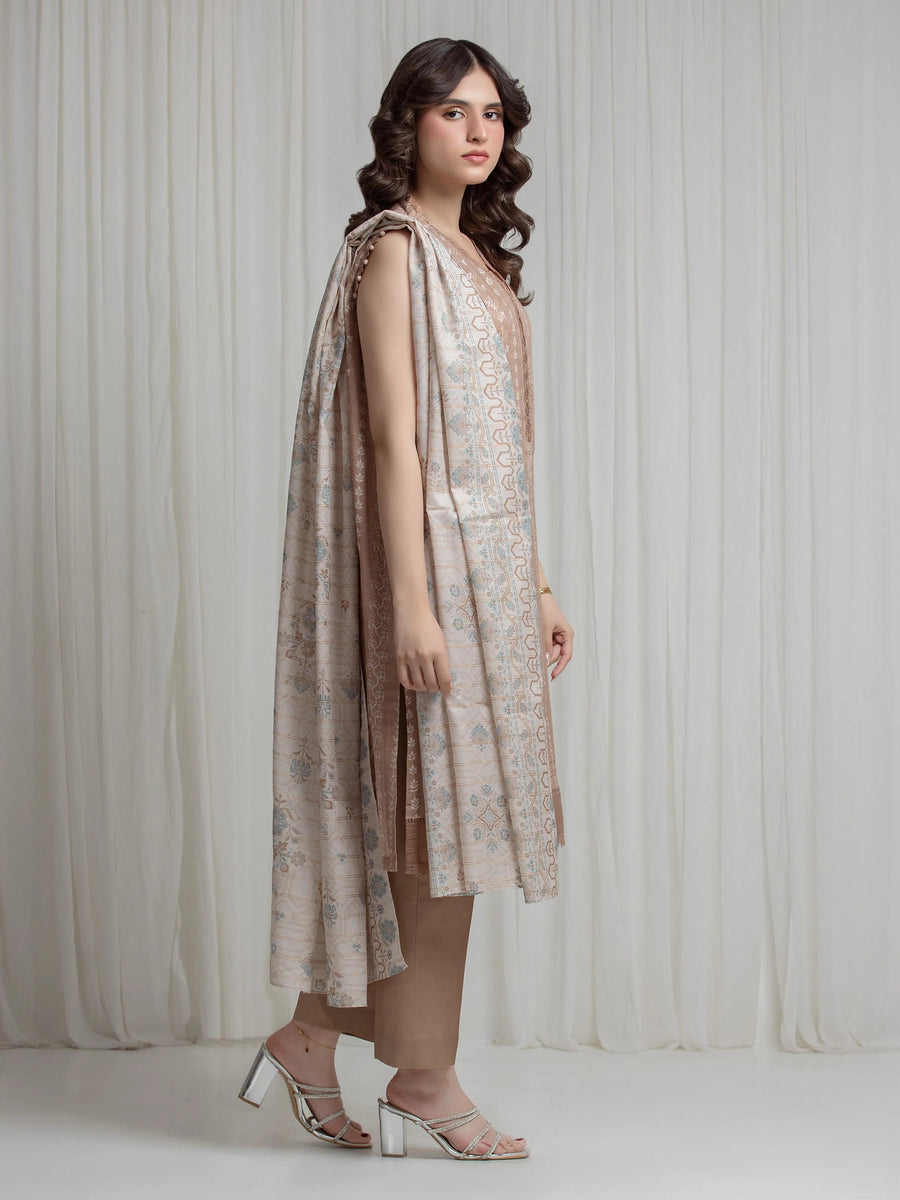 edenrobe Merak Printed Zari Lawn Unstitched 3Pc Suit EWU6M6-080