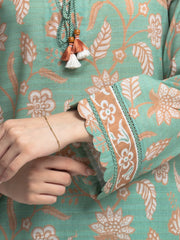 edenrobe Merak Printed Zari Lawn Unstitched 3Pc Suit EWU6M6-082
