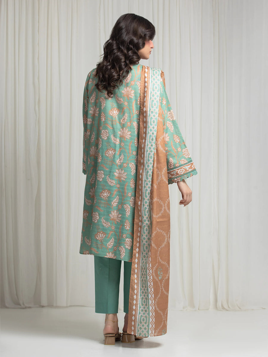 edenrobe Merak Printed Zari Lawn Unstitched 3Pc Suit EWU6M6-082