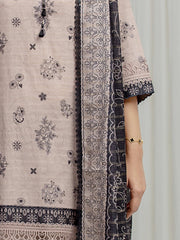 edenrobe Merak Printed Zari Lawn Unstitched 3Pc Suit EWU6M6-084