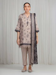 edenrobe Merak Printed Zari Lawn Unstitched 3Pc Suit EWU6M6-084