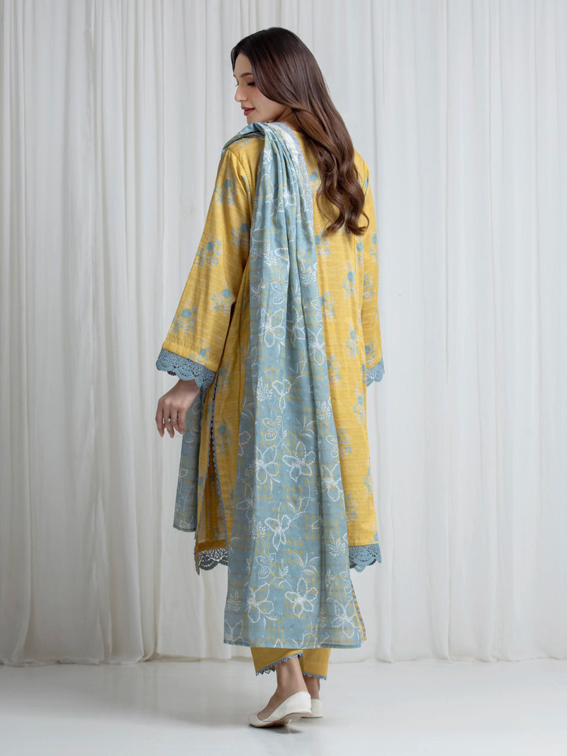 edenrobe Merak Printed Zari Lawn Unstitched 3Pc Suit EWU6M6-088