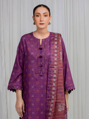 edenrobe Merak Printed Zari Lawn Unstitched 3Pc Suit EWU6M6-089