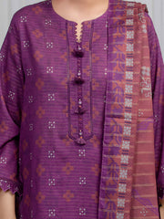 edenrobe Merak Printed Zari Lawn Unstitched 3Pc Suit EWU6M6-089