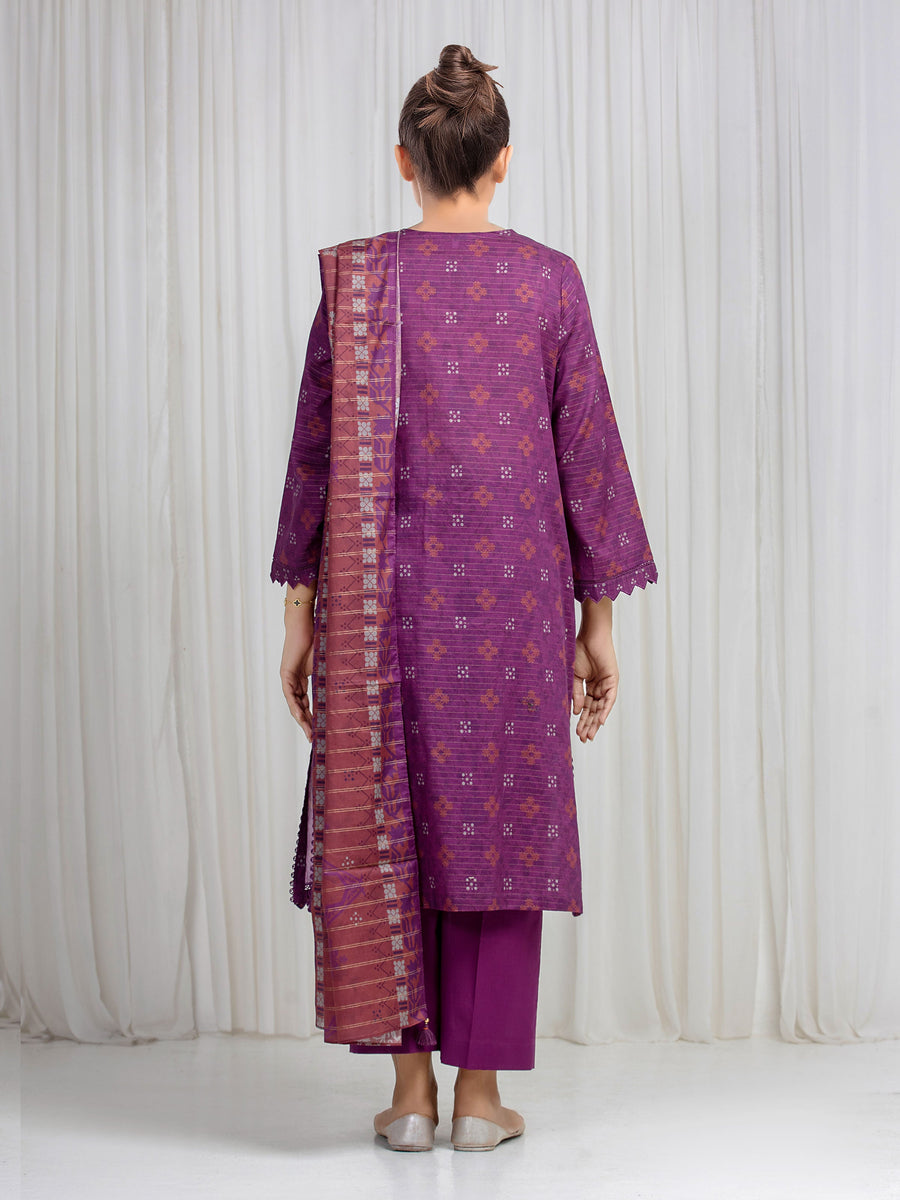 edenrobe Merak Printed Zari Lawn Unstitched 3Pc Suit EWU6M6-089