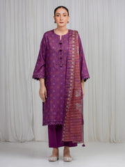 edenrobe Merak Printed Zari Lawn Unstitched 3Pc Suit EWU6M6-089