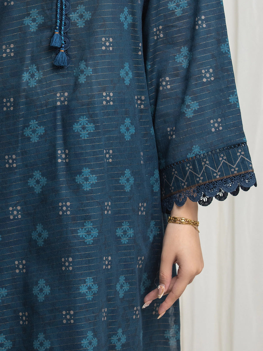 edenrobe Merak Printed Zari Lawn Unstitched 3Pc Suit EWU6M6-090