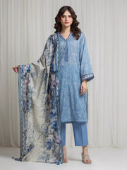 edenrobe Merak Printed Zari Lawn Unstitched 3Pc Suit EWU6M6-092
