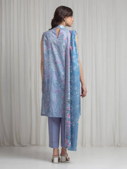 edenrobe Merak Printed Zari Lawn Unstitched 3Pc Suit EWU6M6-095