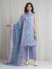 edenrobe Merak Printed Zari Lawn Unstitched 3Pc Suit EWU6M6-095