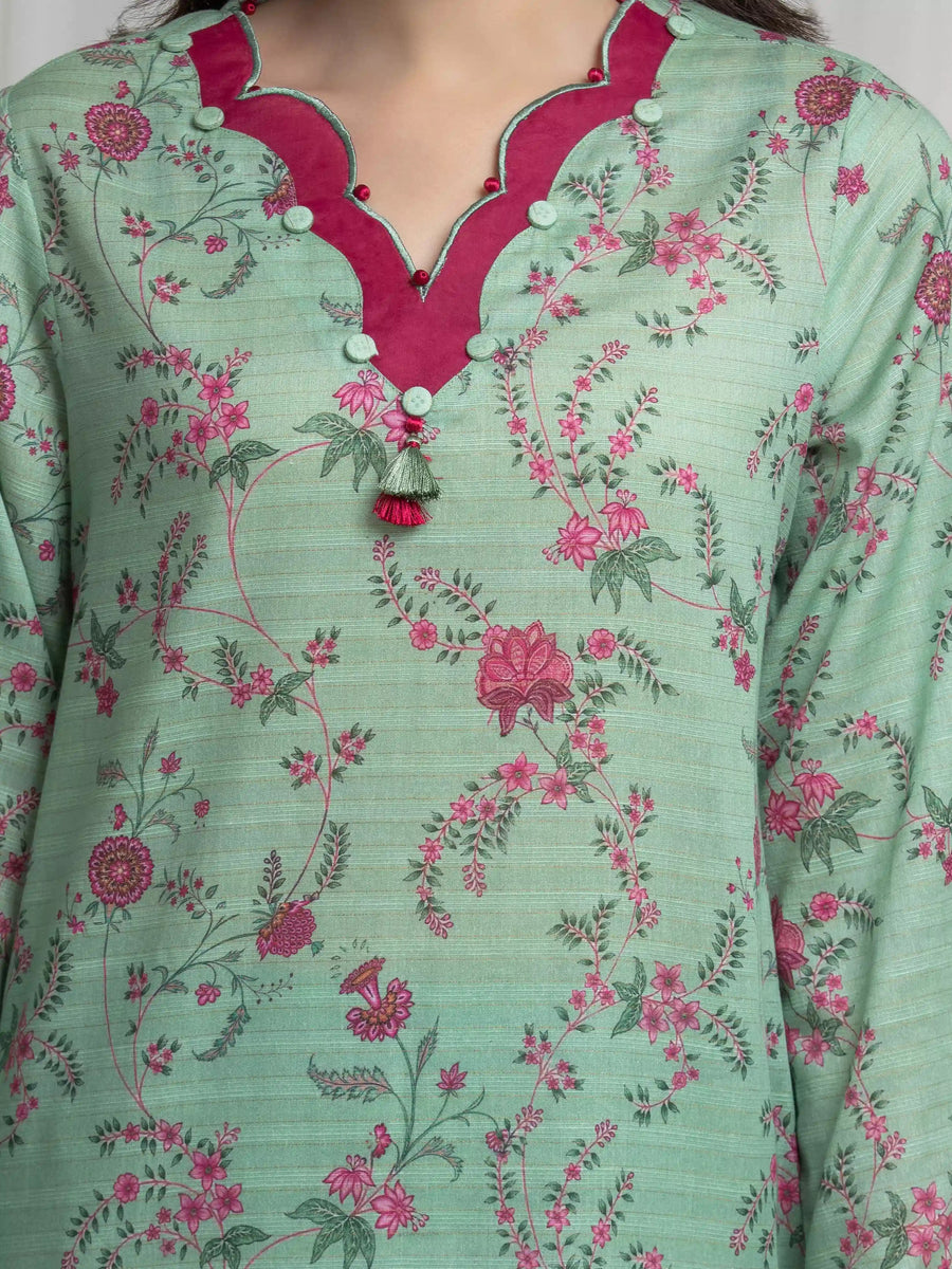 edenrobe Merak Printed Zari Lawn Unstitched 3Pc Suit EWU6M6-096