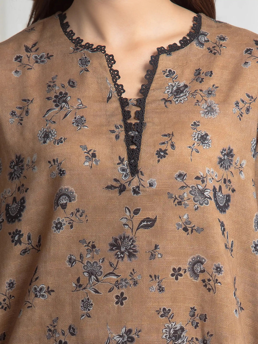 edenrobe Merak Printed Zari Lawn Unstitched 3Pc Suit EWU6M6-098