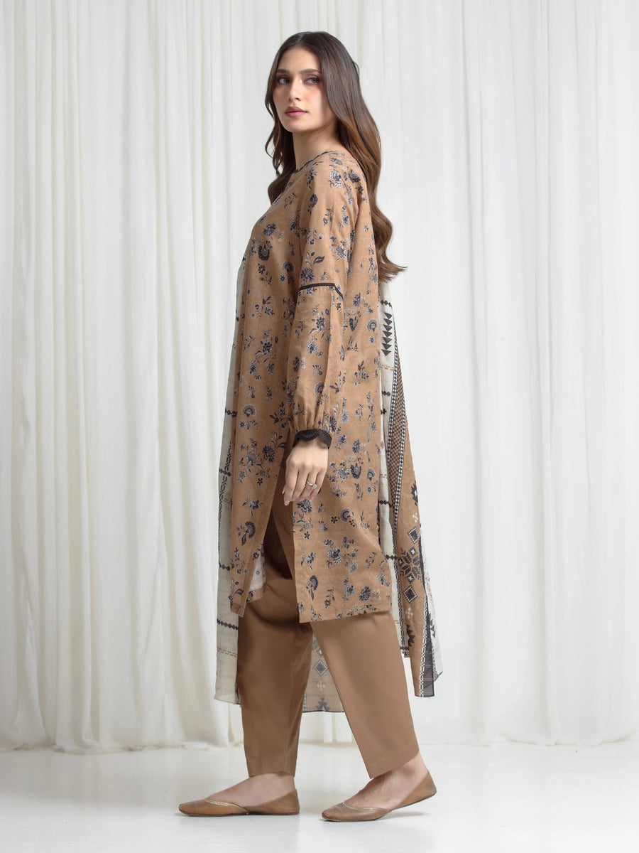 edenrobe Merak Printed Zari Lawn Unstitched 3Pc Suit EWU6M6-098