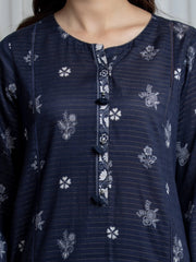 edenrobe Merak Printed Zari Lawn Unstitched 3Pc Suit EWU6M6-100