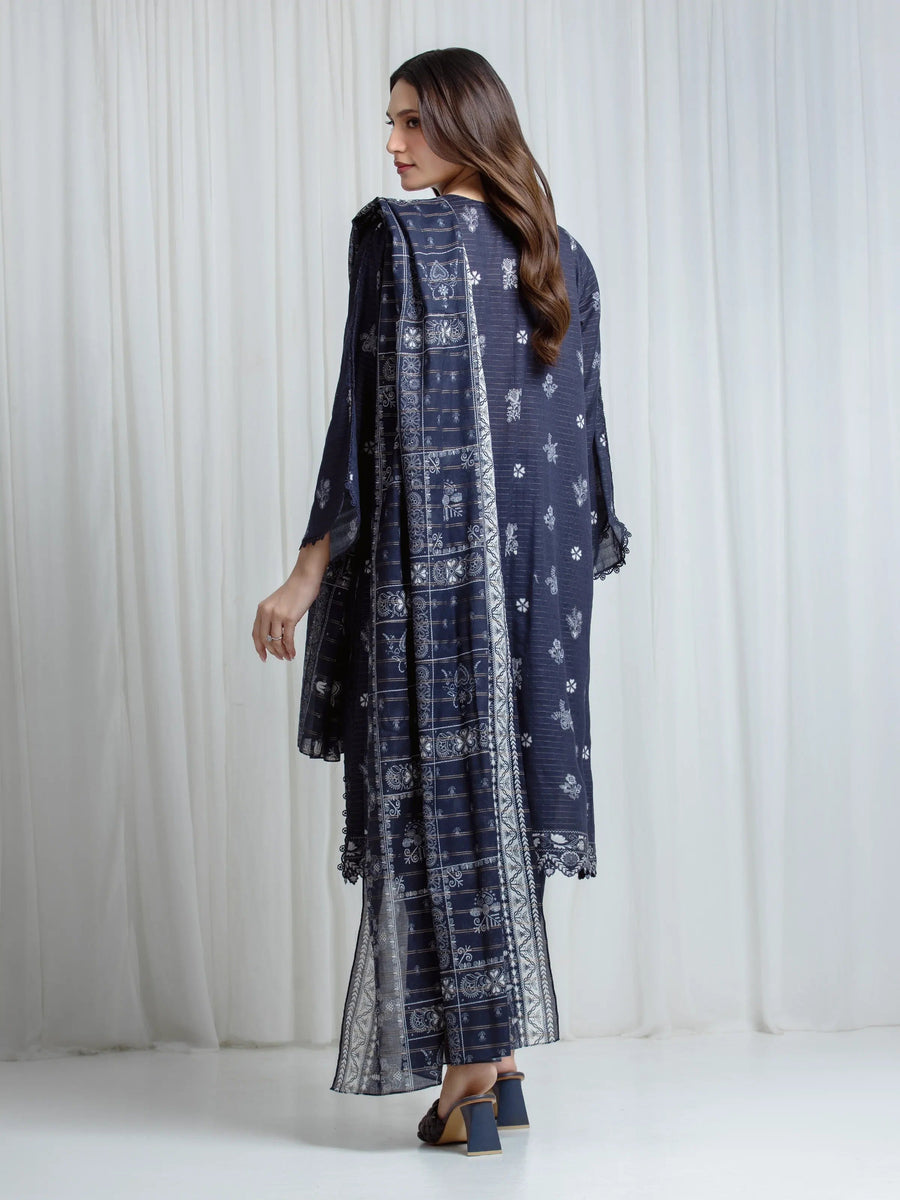 edenrobe Merak Printed Zari Lawn Unstitched 3Pc Suit EWU6M6-100