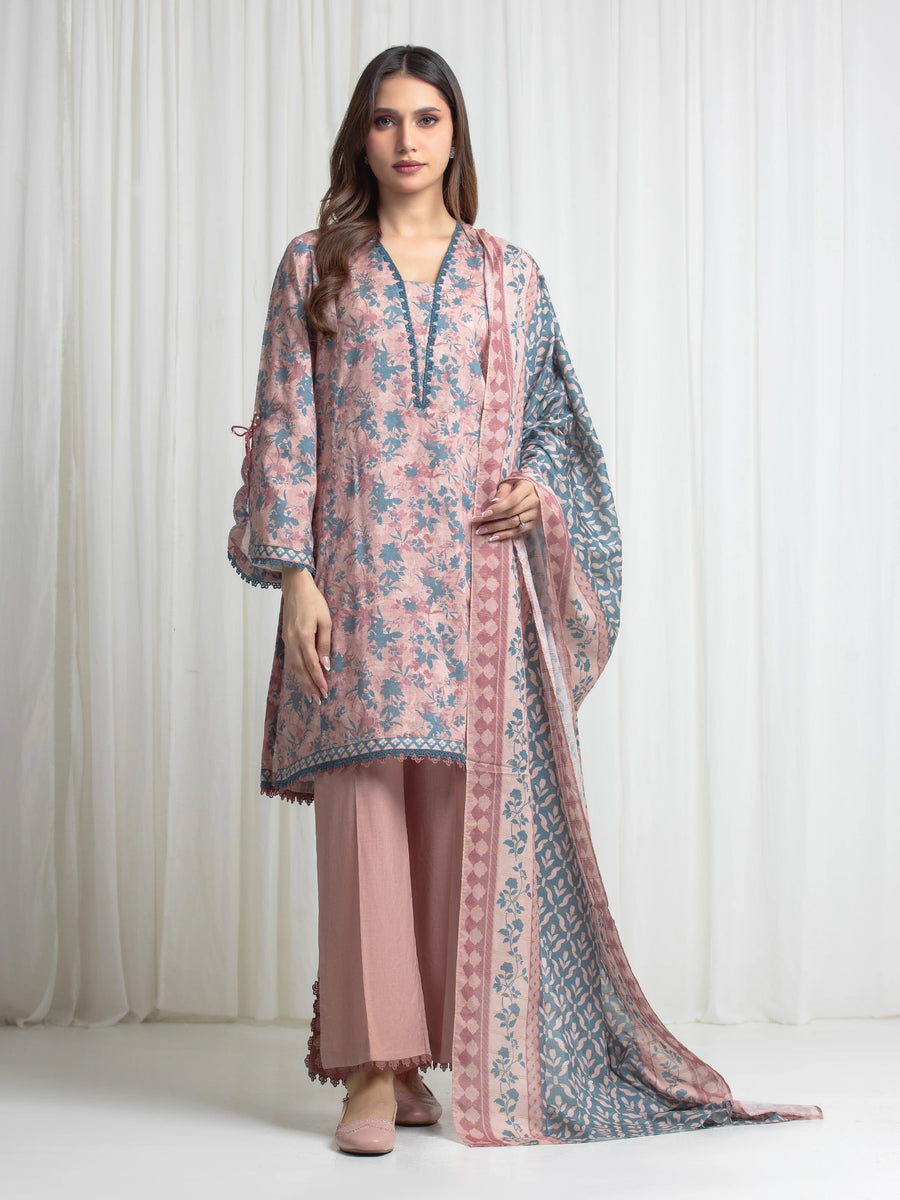 edenrobe Merak Printed Zari Lawn Unstitched 3Pc Suit EWU6M6-101