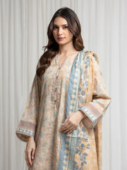 edenrobe Merak Printed Zari Lawn Unstitched 3Pc Suit EWU6M6-102