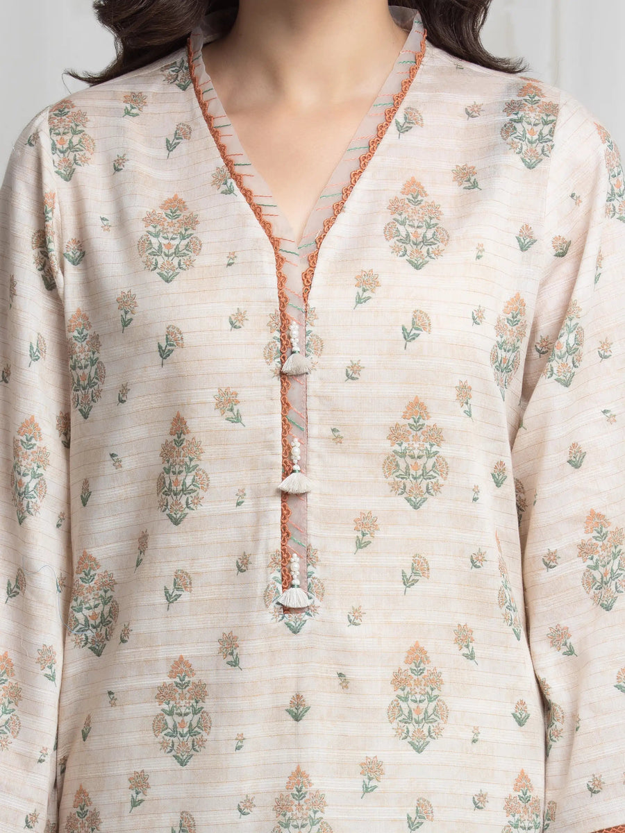 edenrobe Merak Printed Zari Lawn Unstitched 3Pc Suit EWU6M6-105