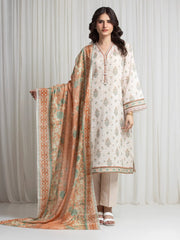 edenrobe Merak Printed Zari Lawn Unstitched 3Pc Suit EWU6M6-105