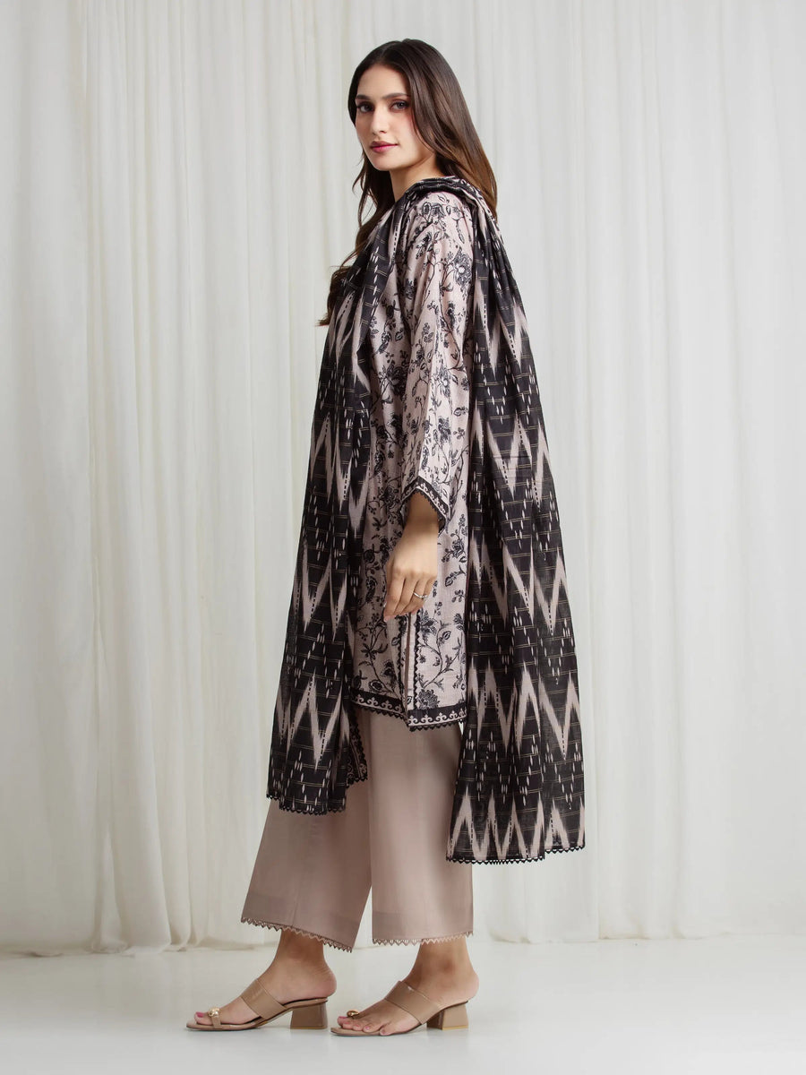 edenrobe Merak Printed Zari Lawn Unstitched 3Pc Suit EWU6M6-107