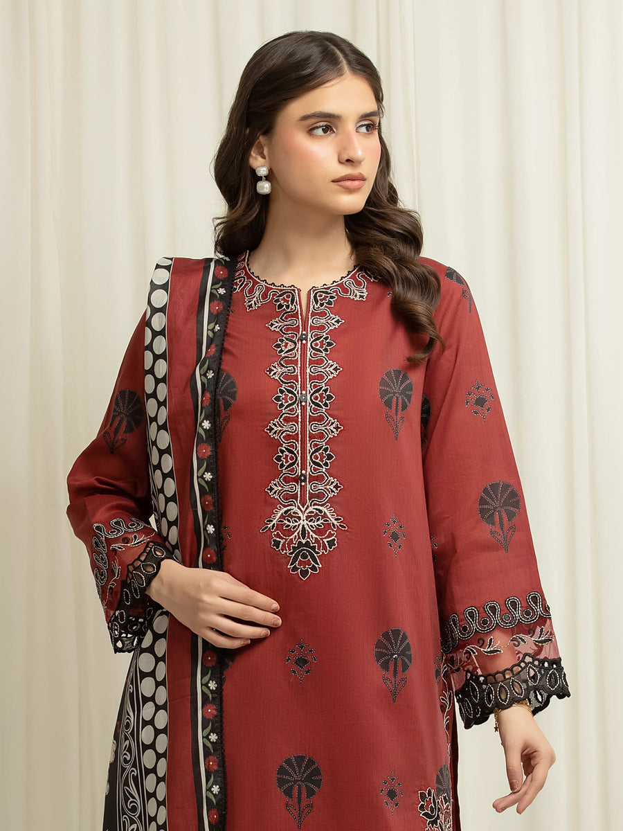 edenrobe Premium Festive Unstitched Lawn 3Pc Suit EWU6V1-33001