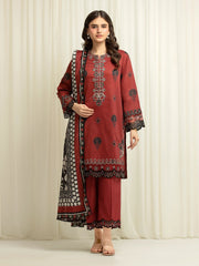 edenrobe Premium Festive Unstitched Lawn 3Pc Suit EWU6V1-33001