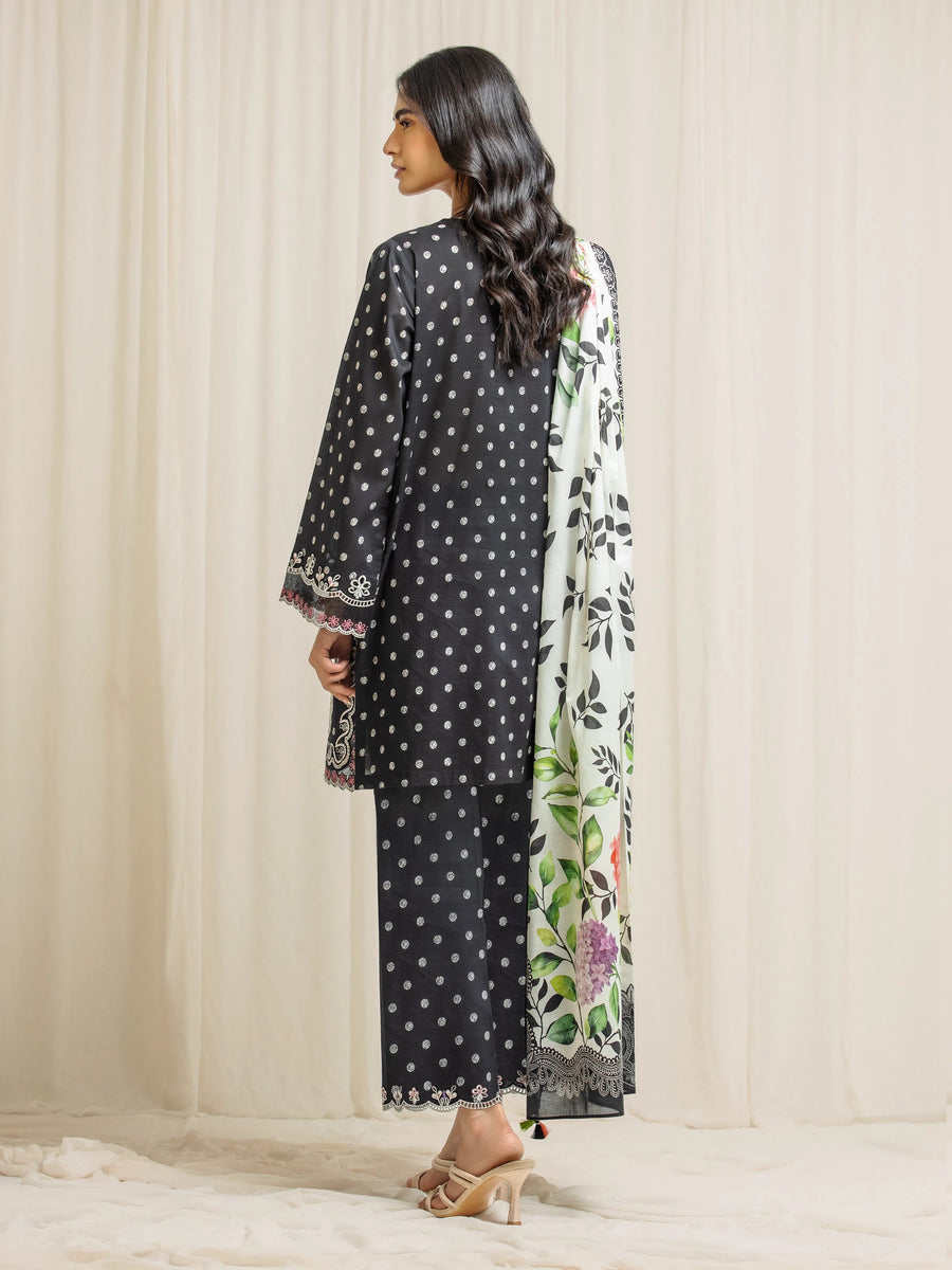 edenrobe Premium Embroidered Lawn Unstitched 3Pc Suit EWU6V1-33002