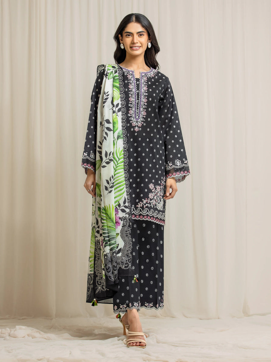 edenrobe Premium Embroidered Lawn Unstitched 3Pc Suit EWU6V1-33002