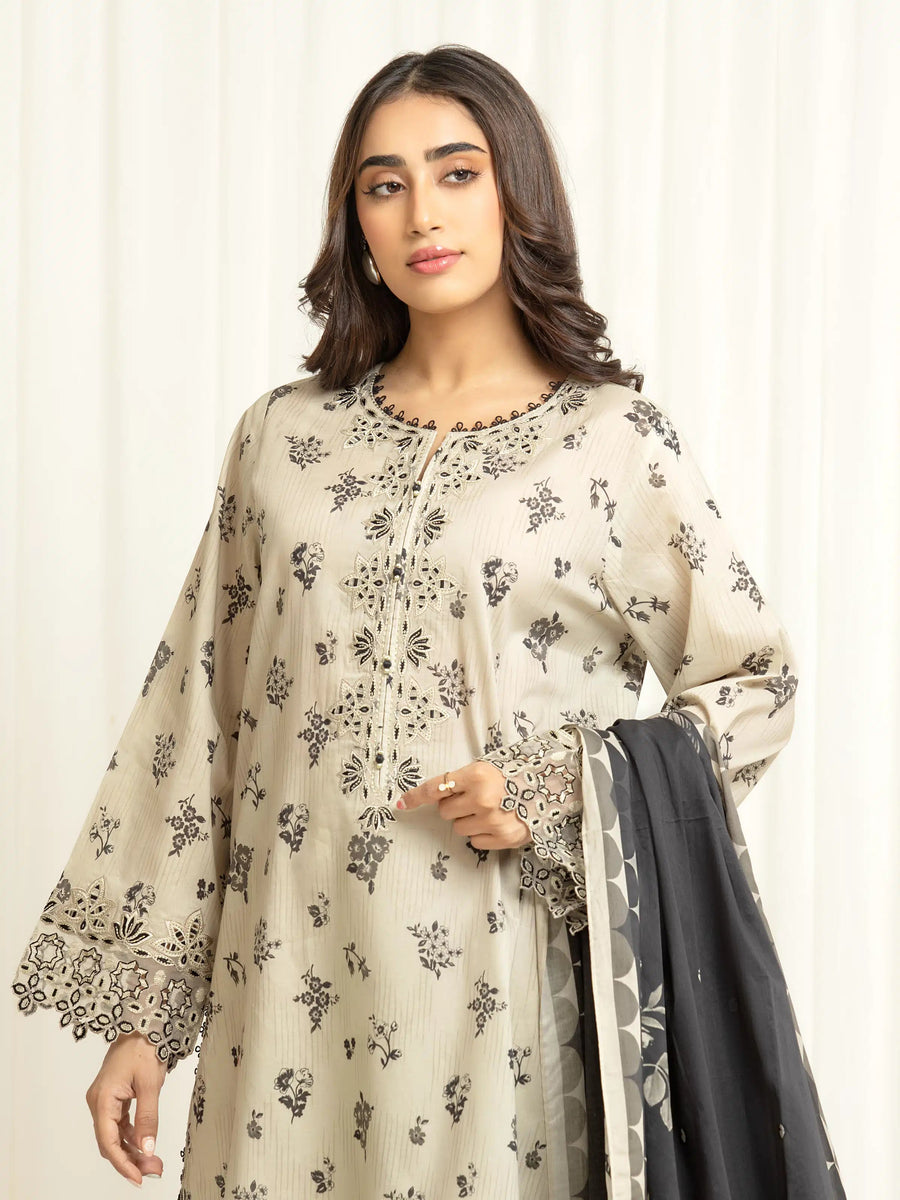 edenrobe Premium Festive Unstitched Lawn 3Pc Suit EWU6V1-33003